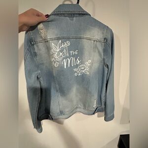 “Mrs” Denim Jacket with Floral Design